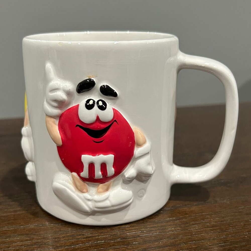 M&M's Coffee Mug - 3D Embossed - Red/Yellow/Blue M&M Character